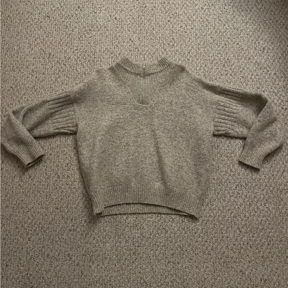 Vintage Winona Knits Oatmeal Wool Quarter Zip Sweater